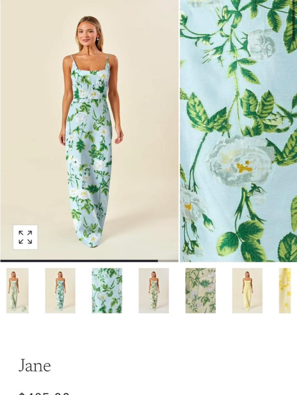 Jane Floral Slip Maxi Dress - Light Blue with Green Botanical Print